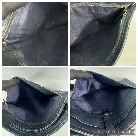 Authentic Vintage Bottega Veneta Navy Blue Leather Wristlet Clutch Made in Italy